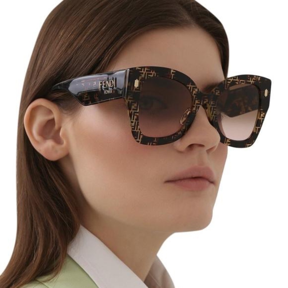 Fendi Black and Brown Patterned Sunglasses